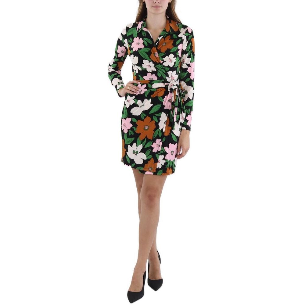 Donna Morgan Floral Wrap Collared Long  Sleeve Soft Jersey Dress Sz 16 NWT